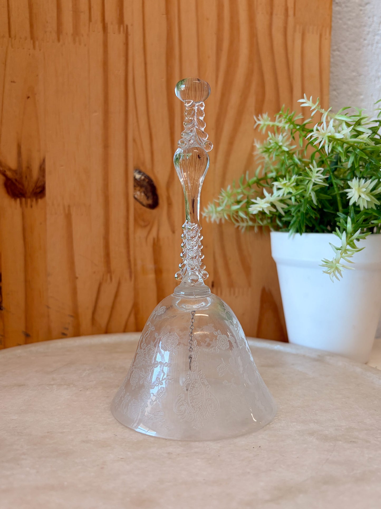 Floral Etched Crystal Glass Bell (Local Pick Up Only)