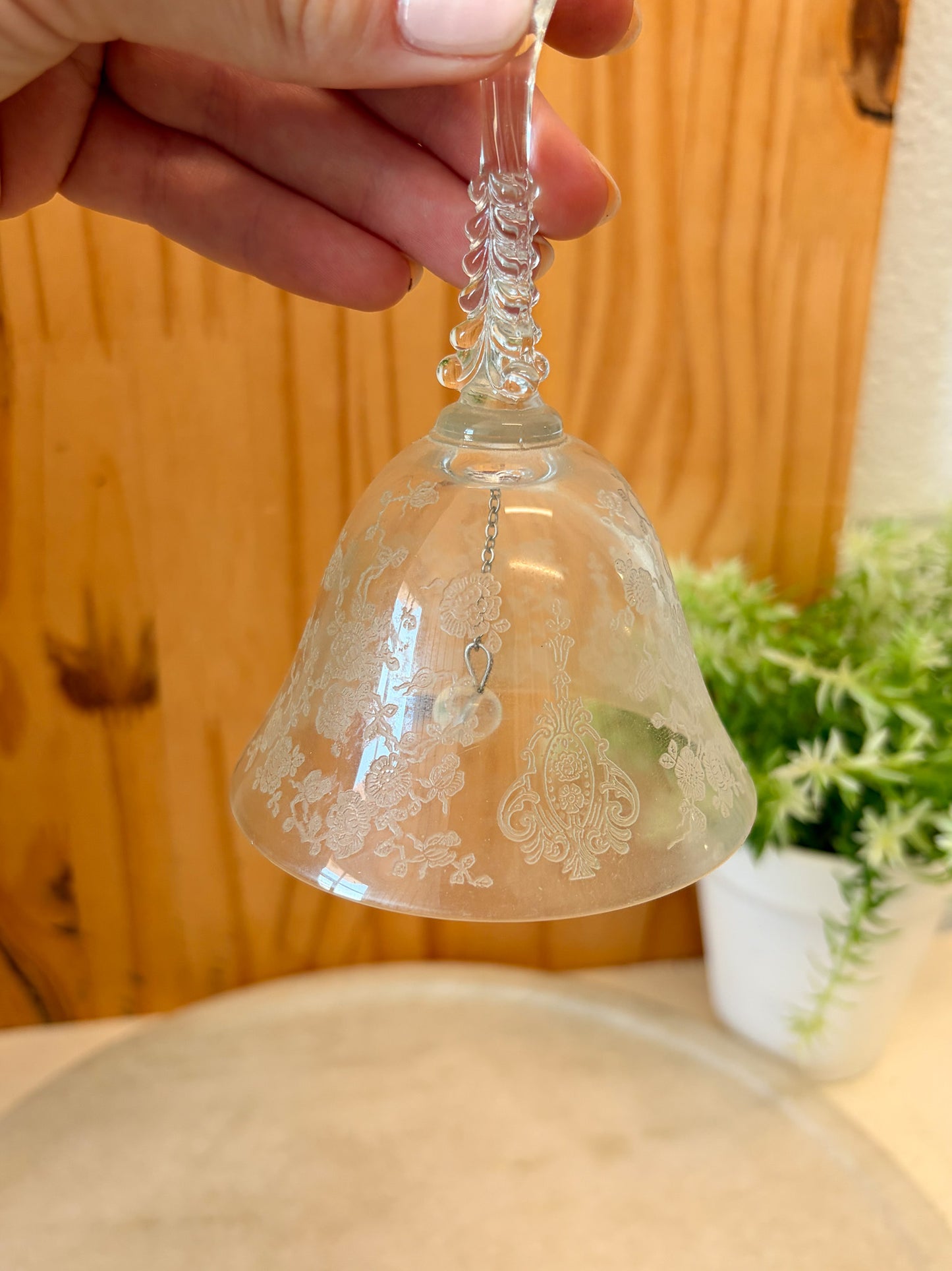 Floral Etched Crystal Glass Bell (Local Pick Up Only)