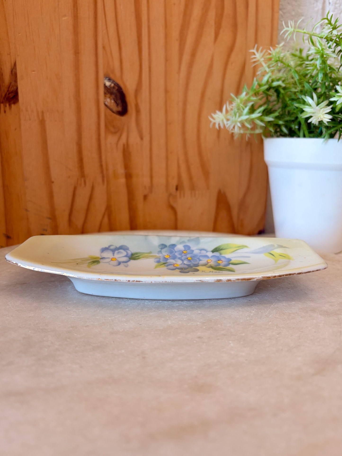 Vtg Hand Painted Floral Dish