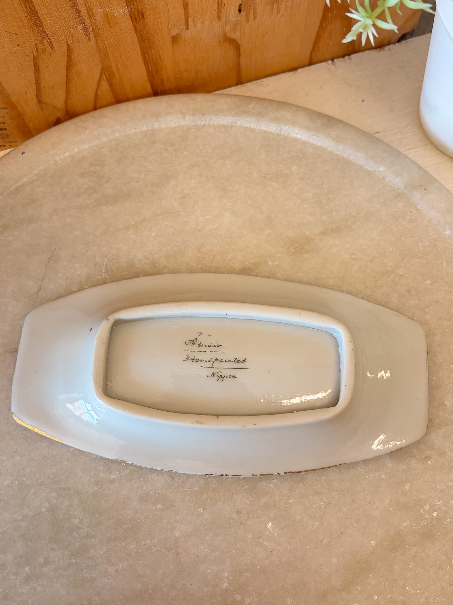 Vtg Hand Painted Floral Dish