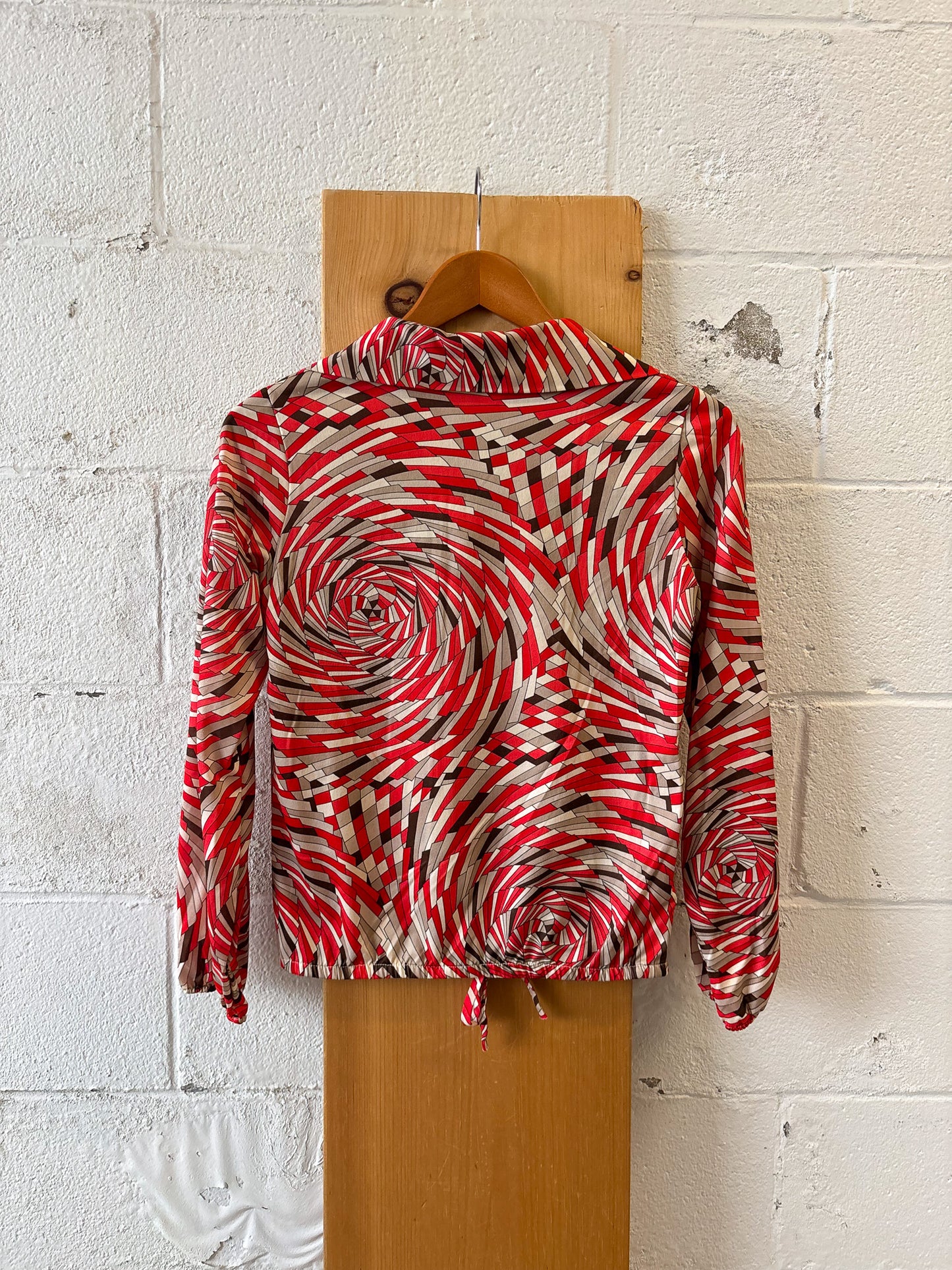 Vtg Patterned Red Blouse : M