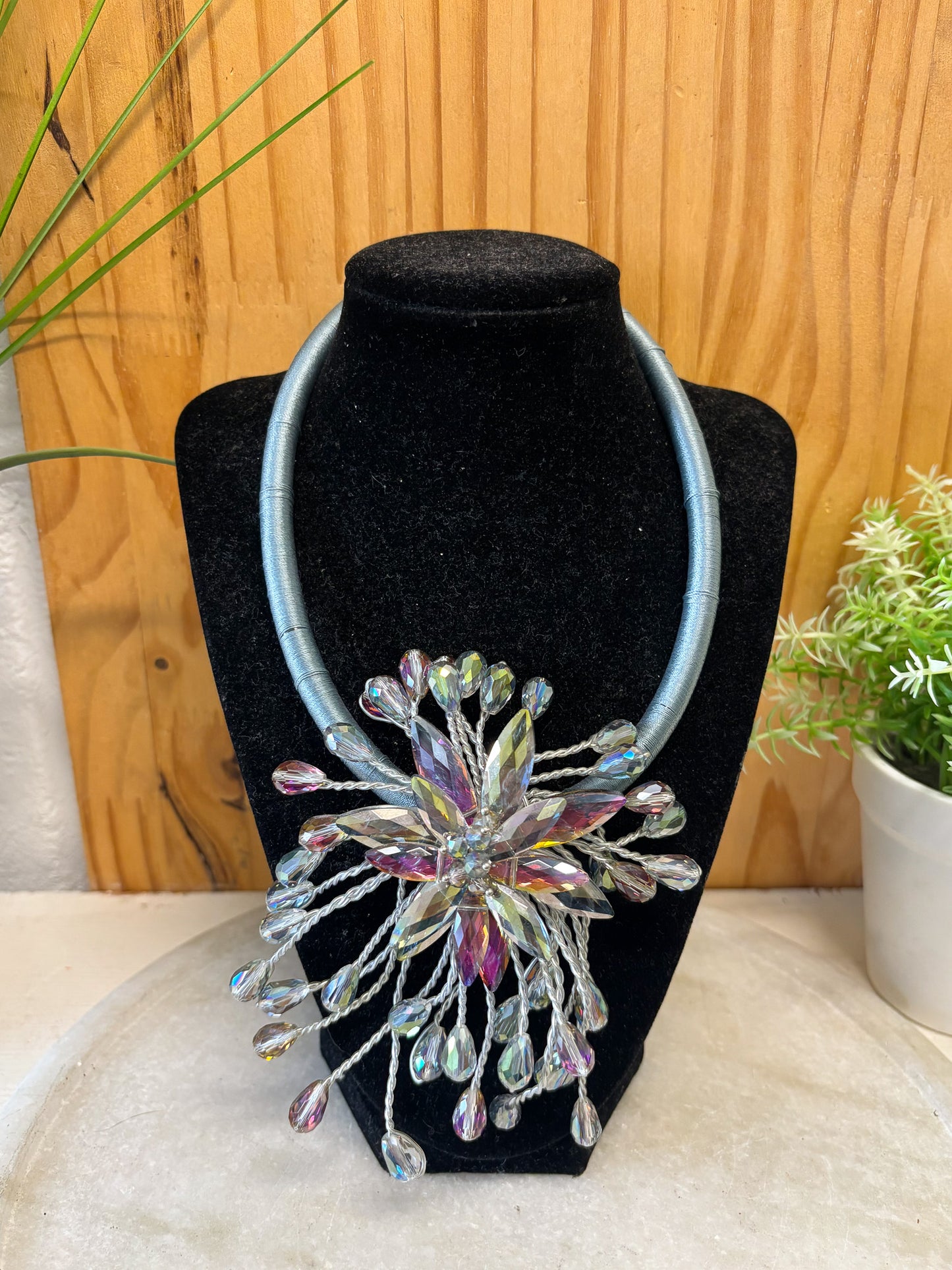 Blue Beaded Collar Necklace