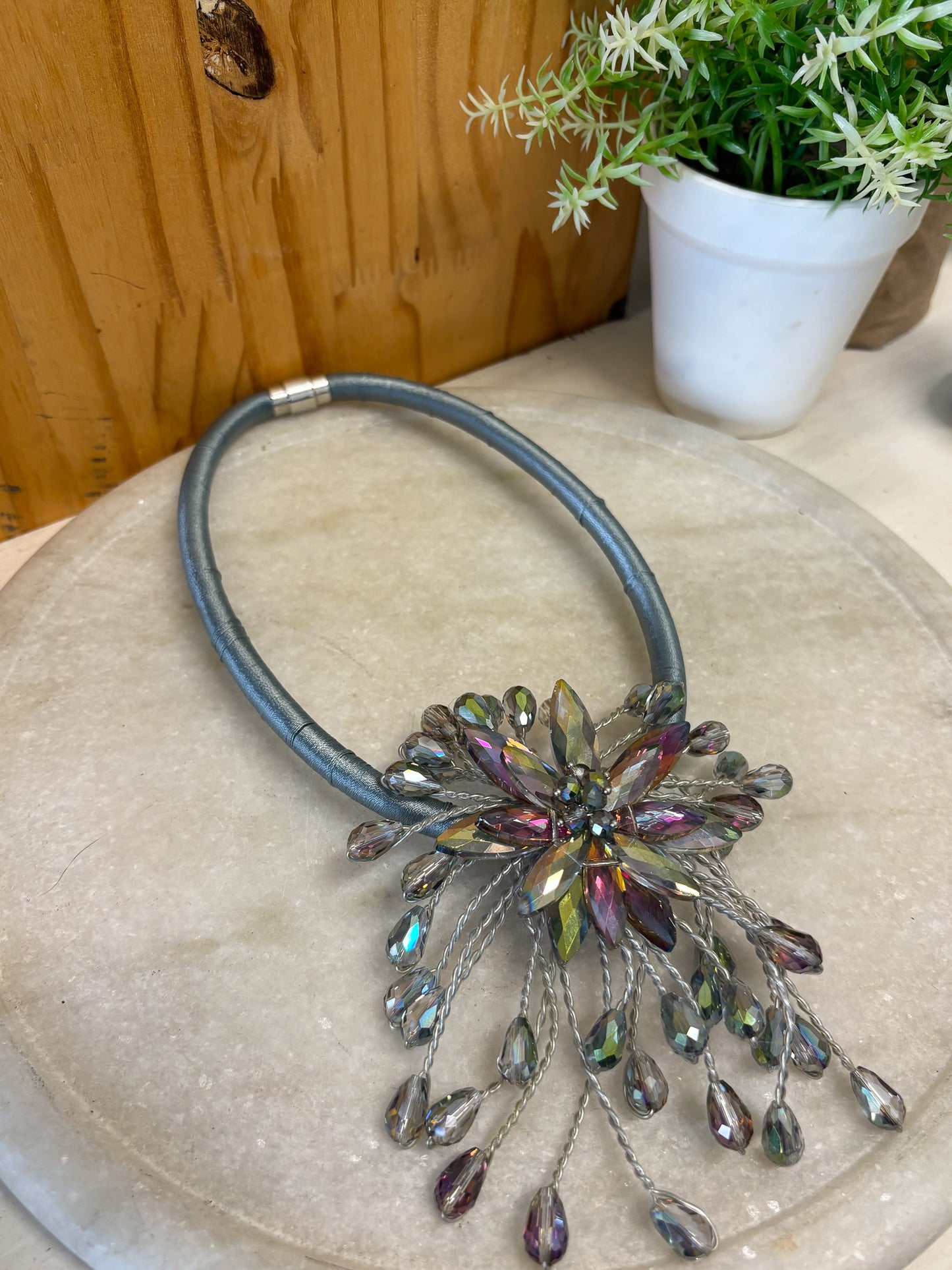 Blue Beaded Collar Necklace