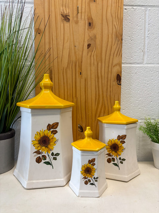 Set of 3 Sunflower Canisters (Local Pick Up Only)