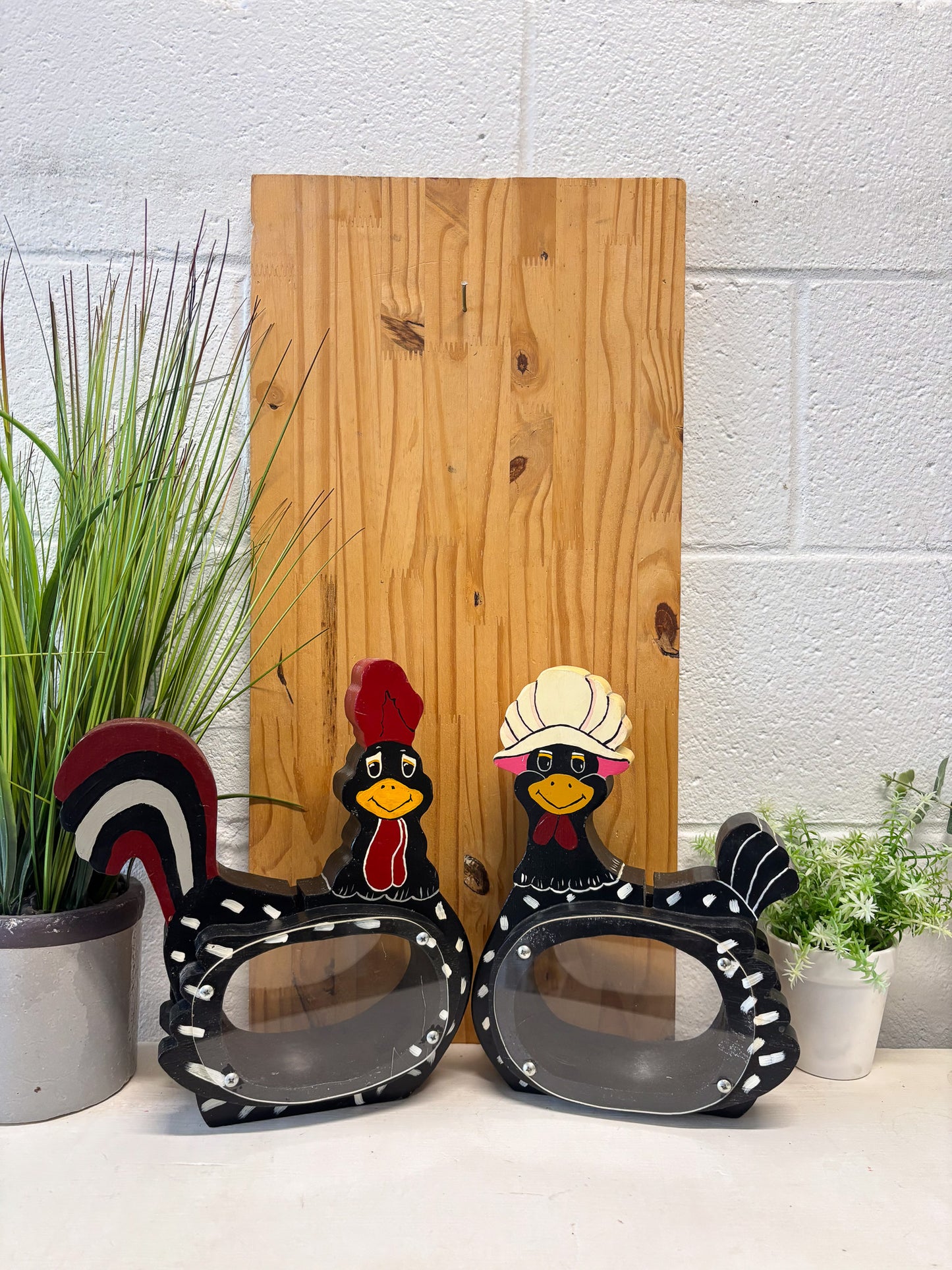 Vtg Pair of Chicken & Rooster Banks (Local Pick Up Only)