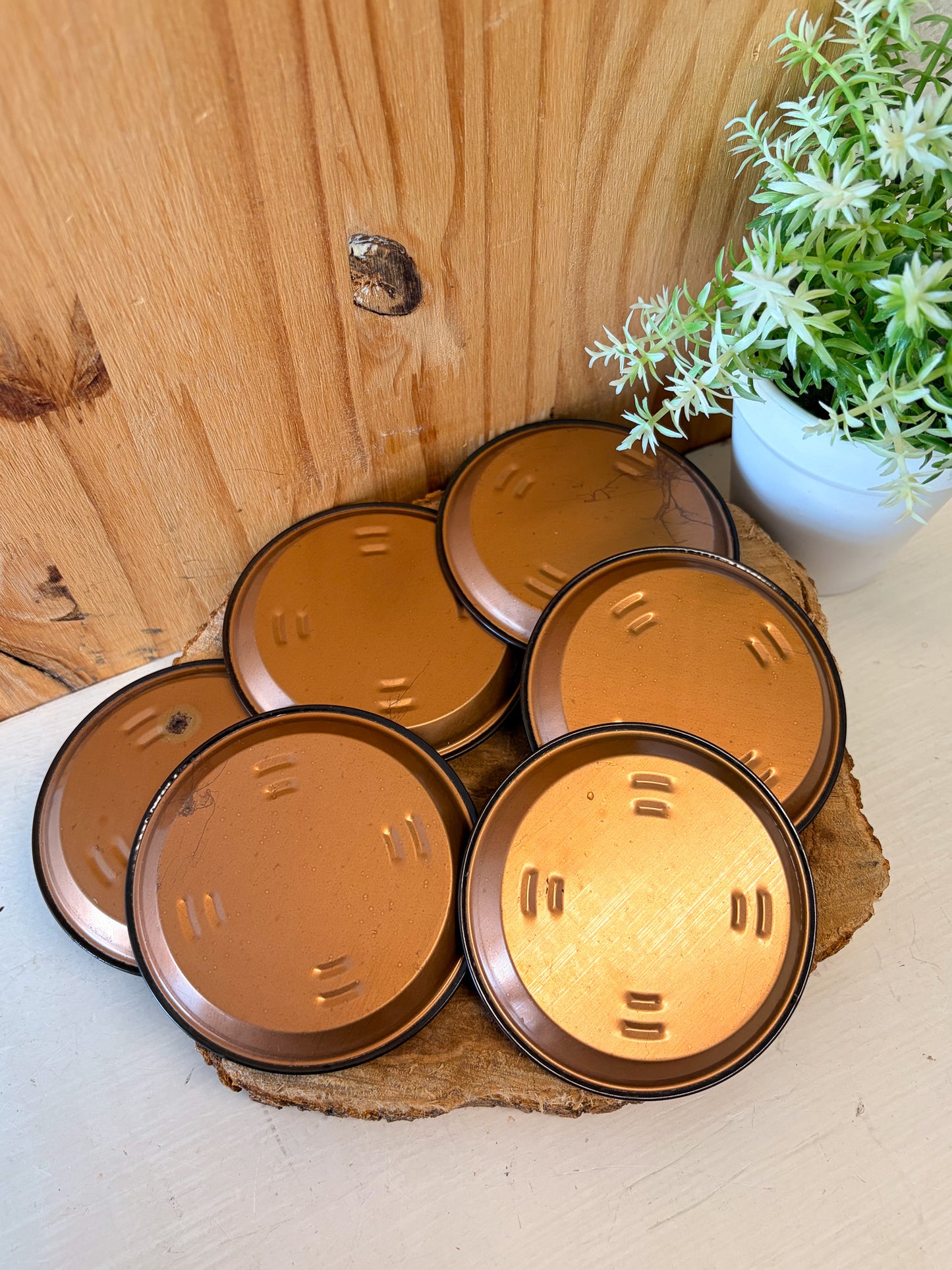 Vtg Car Tin Coasters Set