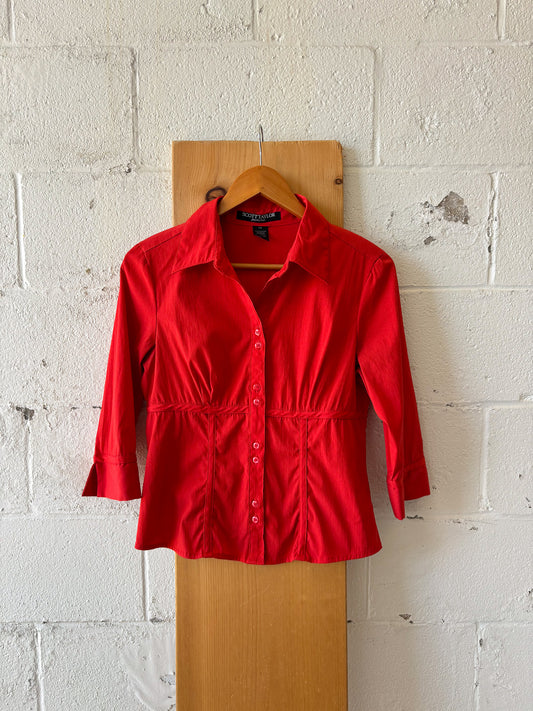 Red Quarter Length Top : S