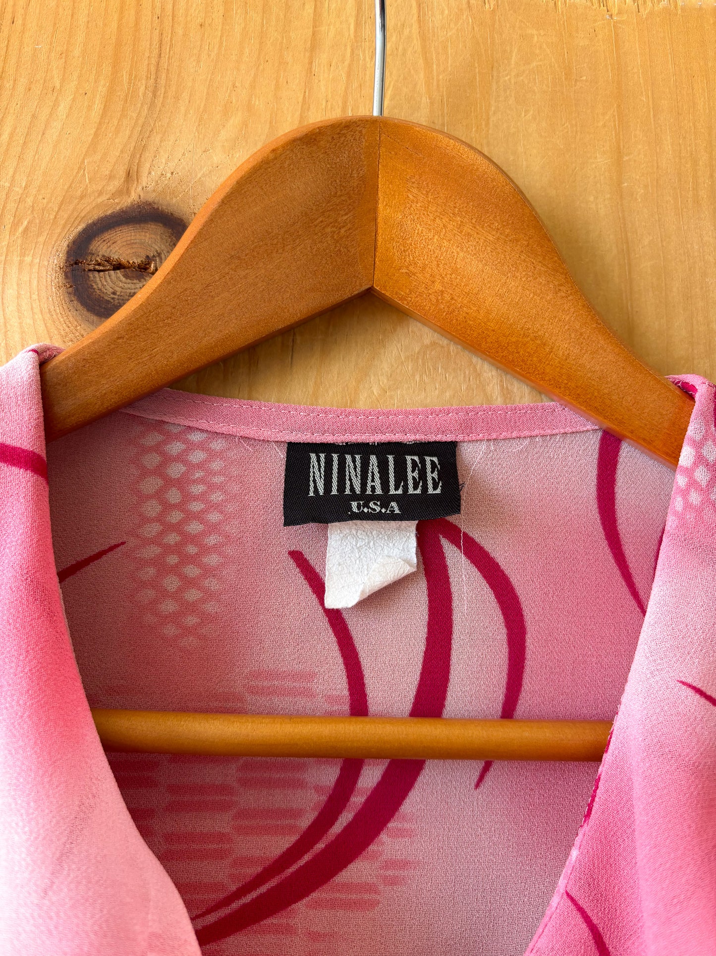 Vtg Sheer Pink Blouse : M