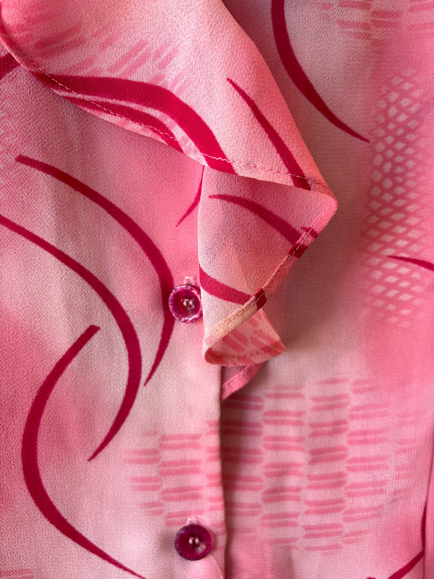 Vtg Sheer Pink Blouse : M