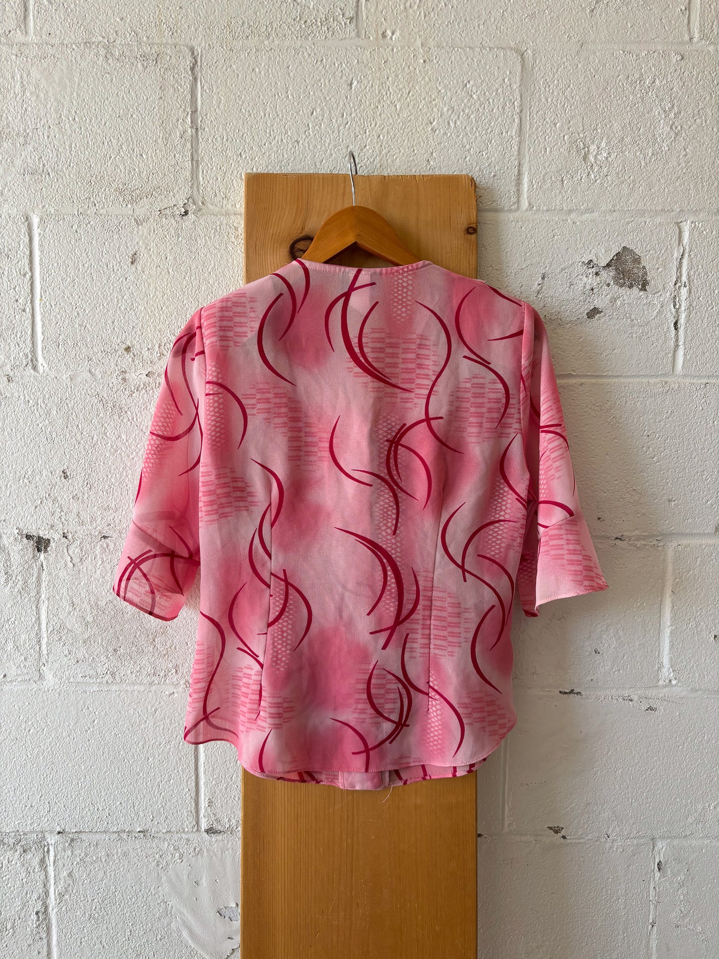 Vtg Sheer Pink Blouse : M