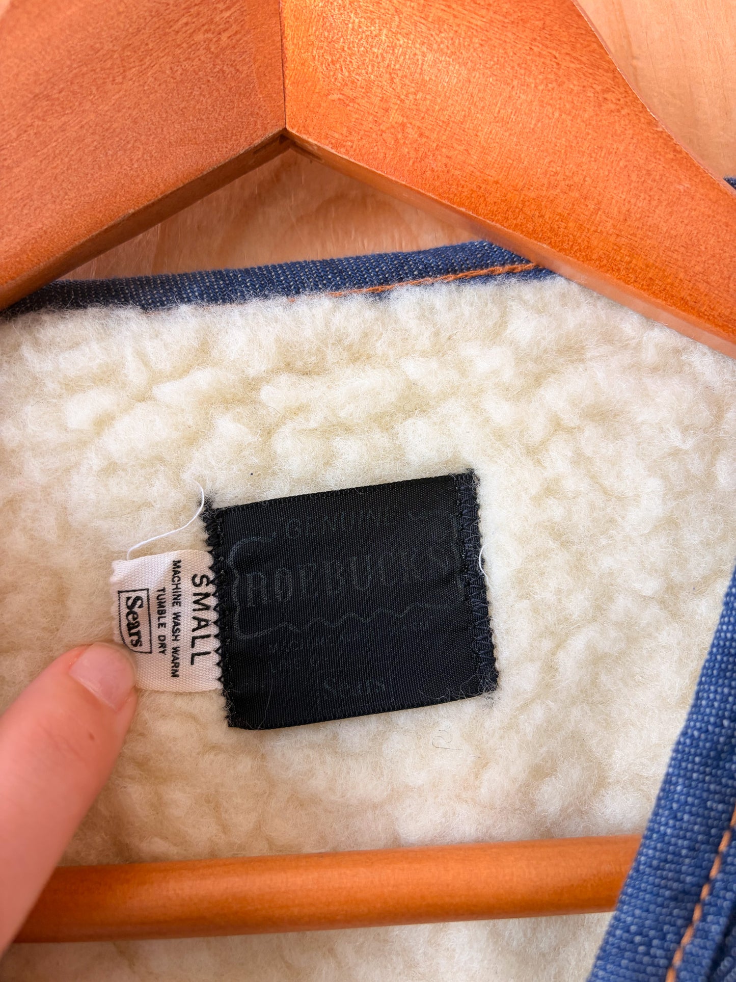 Vtg Roebucks Sherpa Lined Denim Vest : S