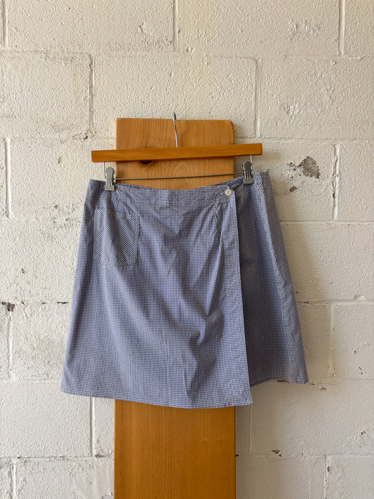 Vtg Blue Gingham Skort : L/XL