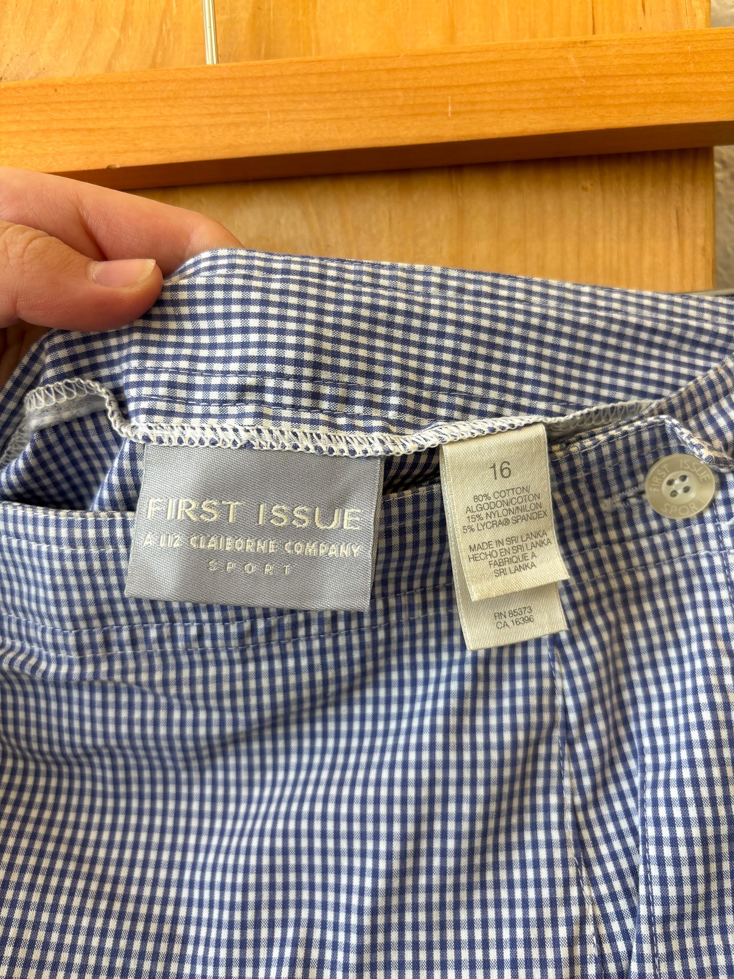 Vtg Blue Gingham Skort : L/XL