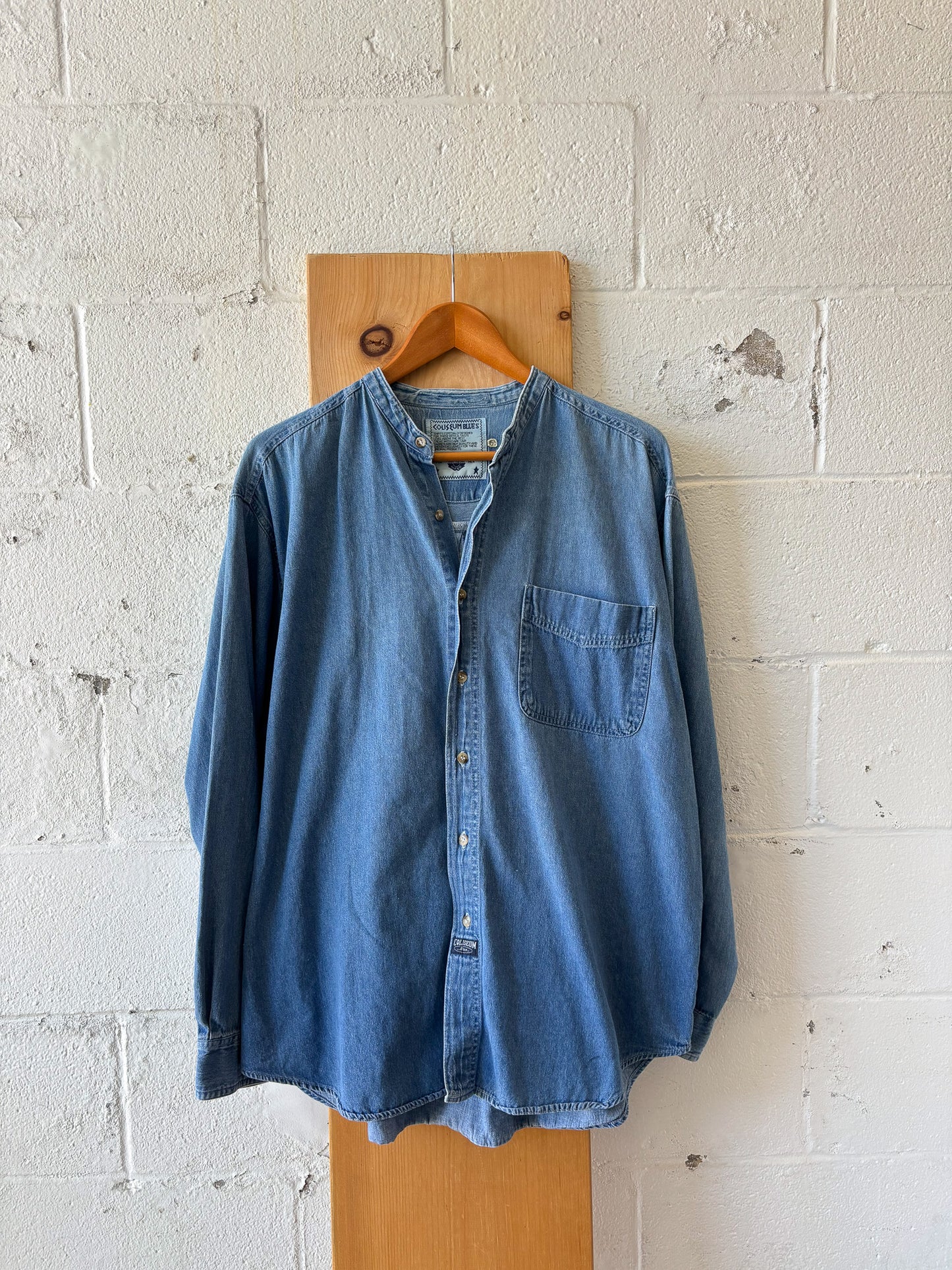 Vtg Long Sleeve Denim Button Down : XL