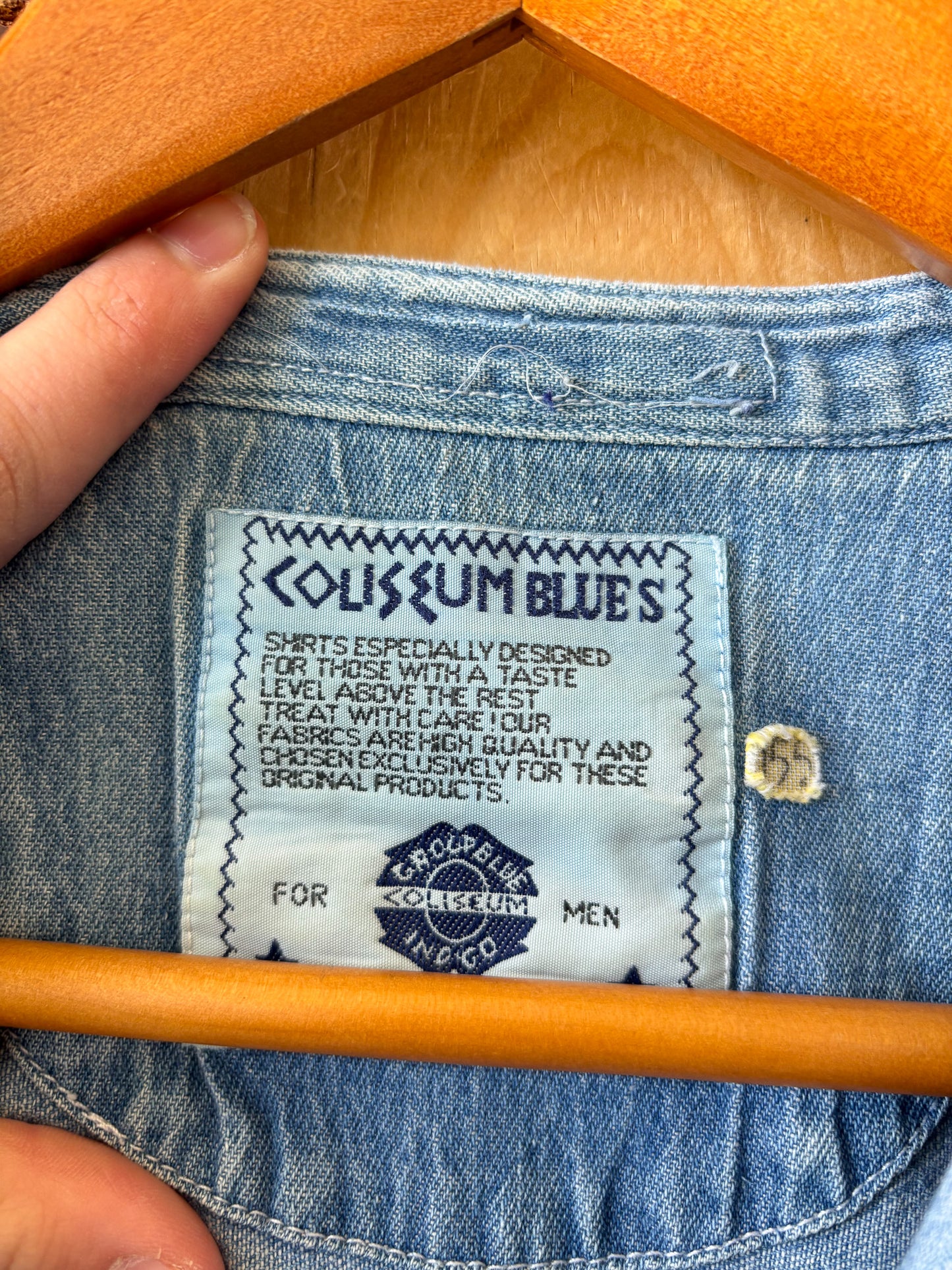 Vtg Long Sleeve Denim Button Down : XL