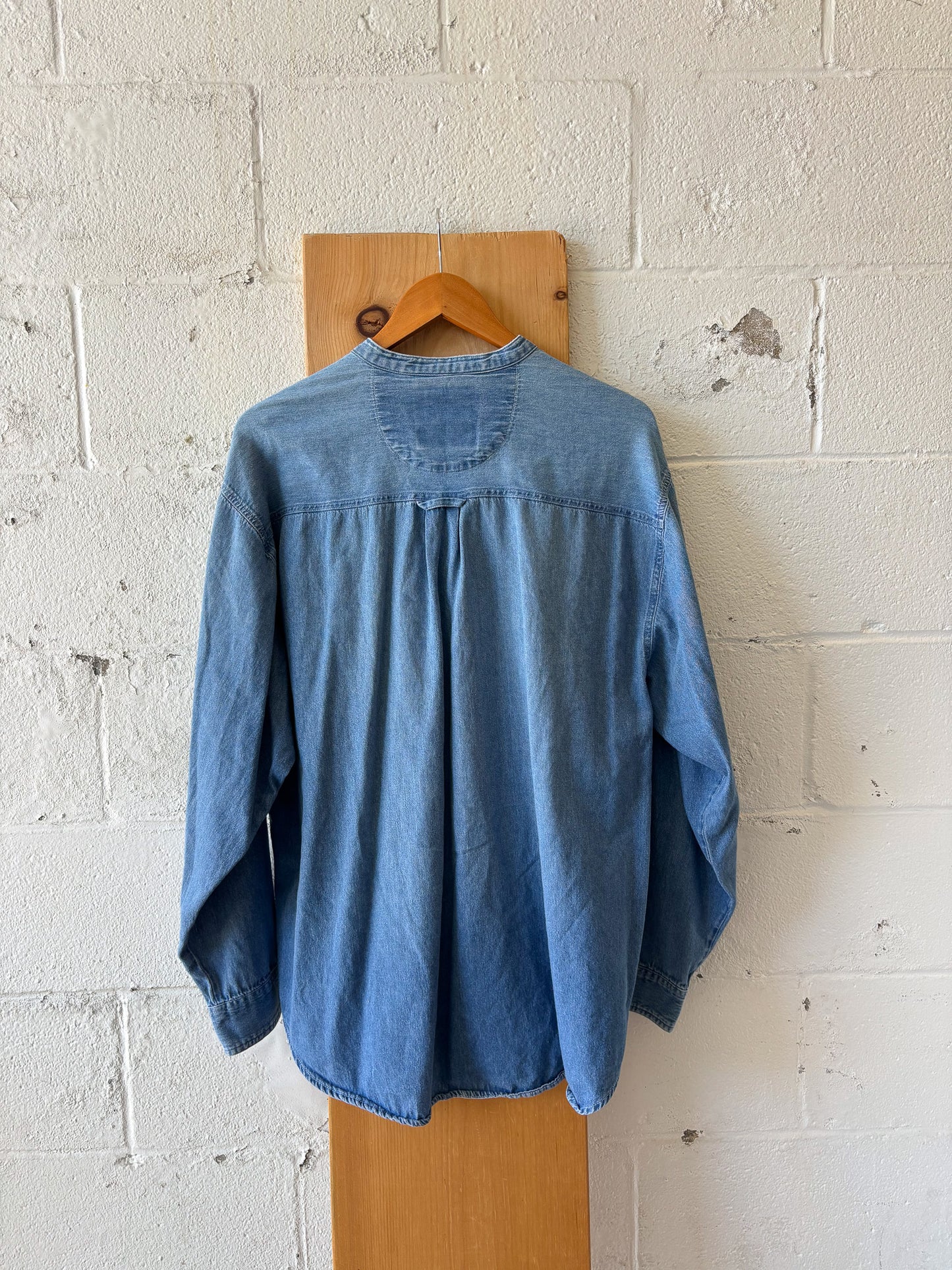 Vtg Long Sleeve Denim Button Down : XL