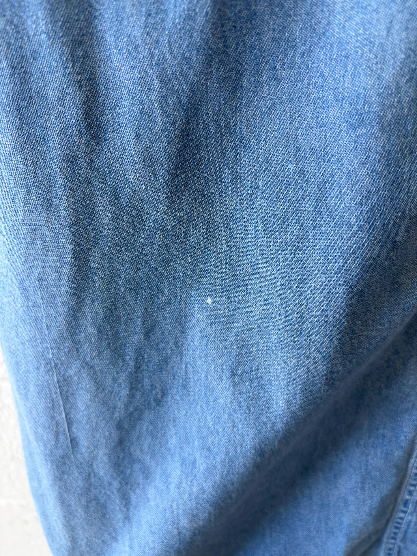 Vtg Short Sleeve Embroidered Denim Button Up : XL