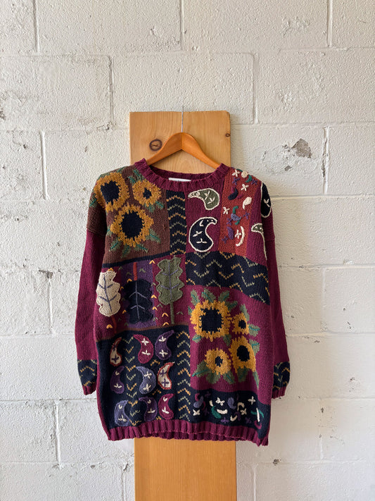 Floral Paisley Patchwork Sweater : XL
