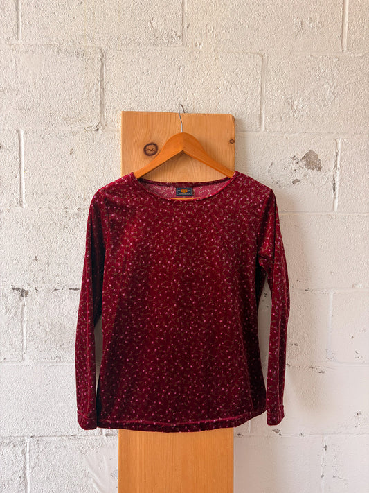 Route 66 Dainty Floral Velour Top : M/L