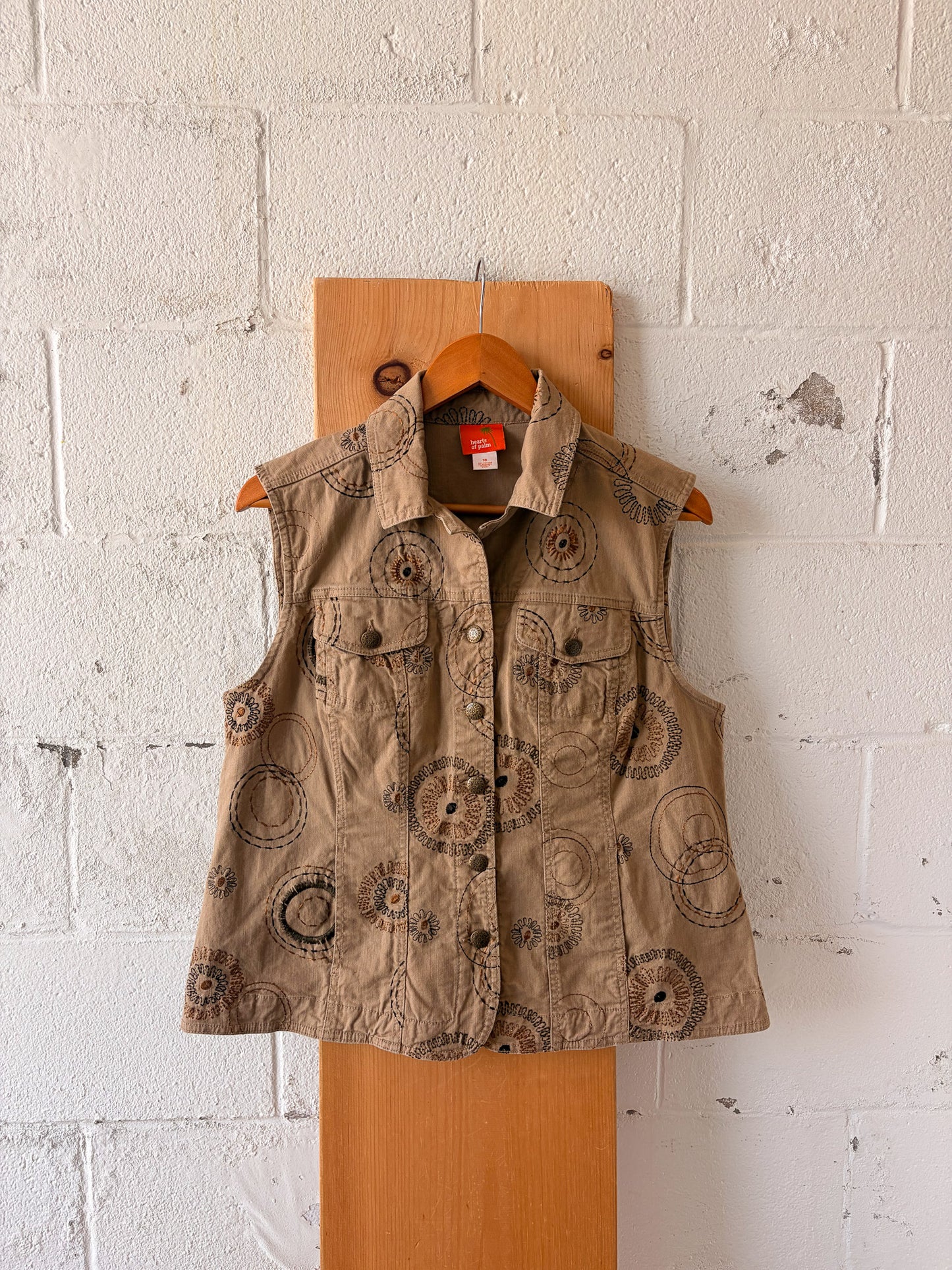 Embroidered Khaki Vest : 16