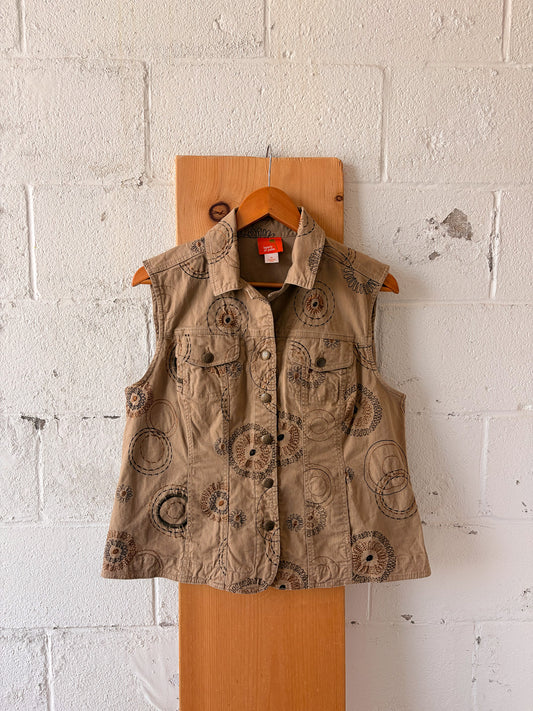 Embroidered Khaki Vest : 16