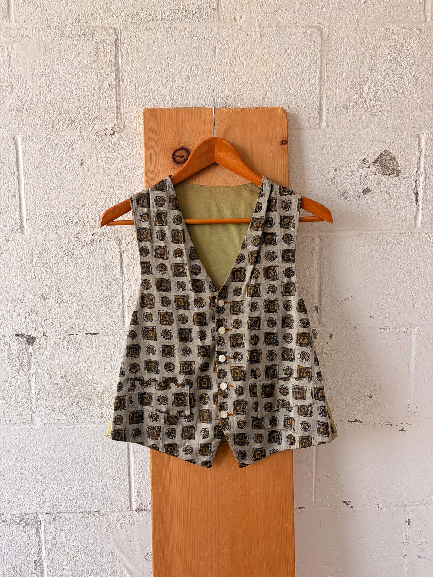 Vtg Reversible Green Patterned Vest : 40