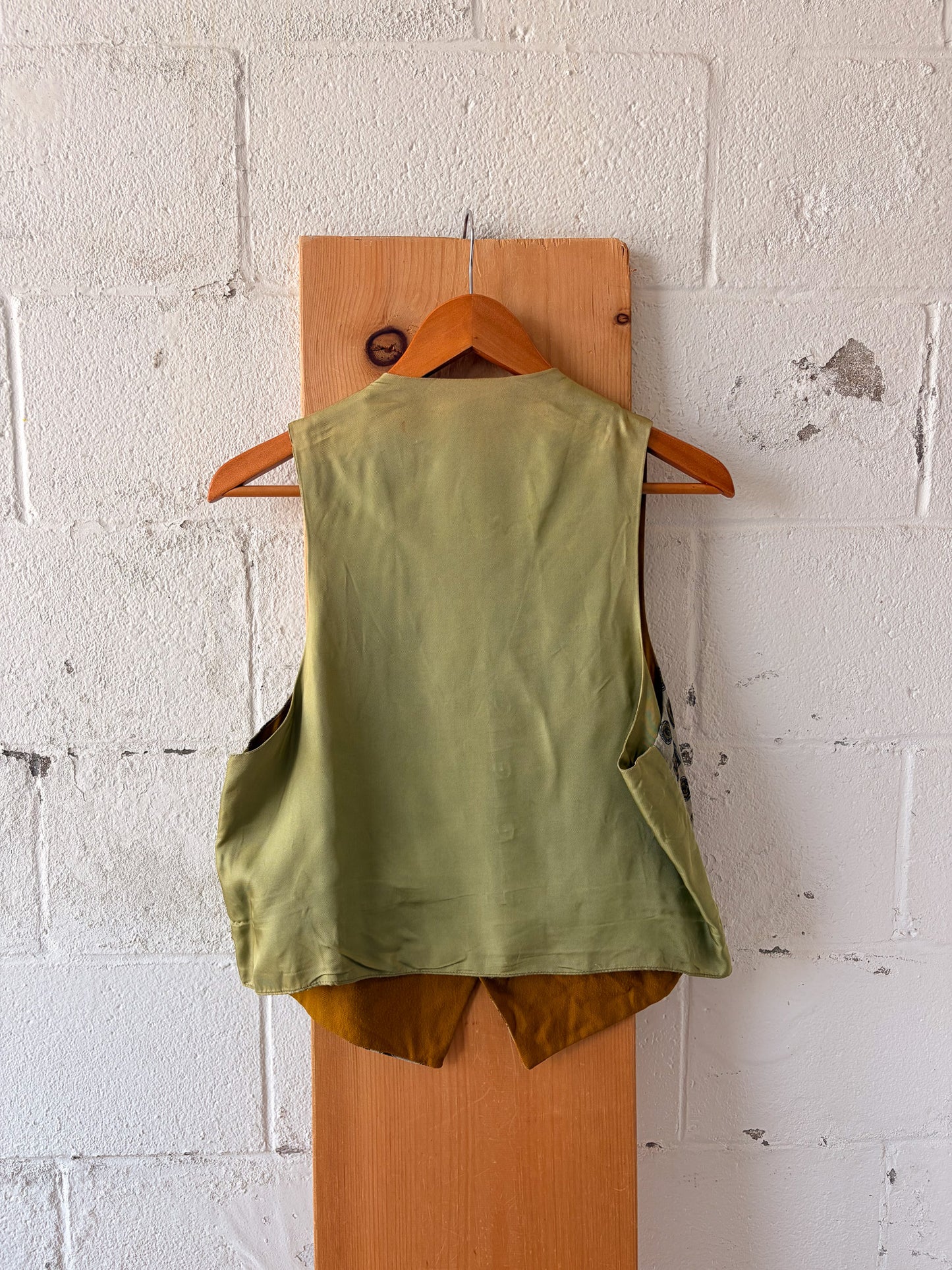 Vtg Reversible Green Patterned Vest : 40