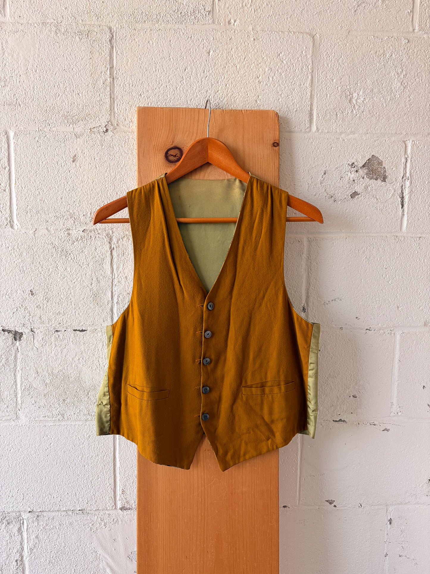 Vtg Reversible Green Patterned Vest : 40