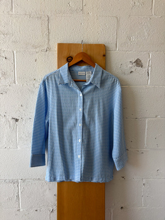 Blue Gingham Button Up : L
