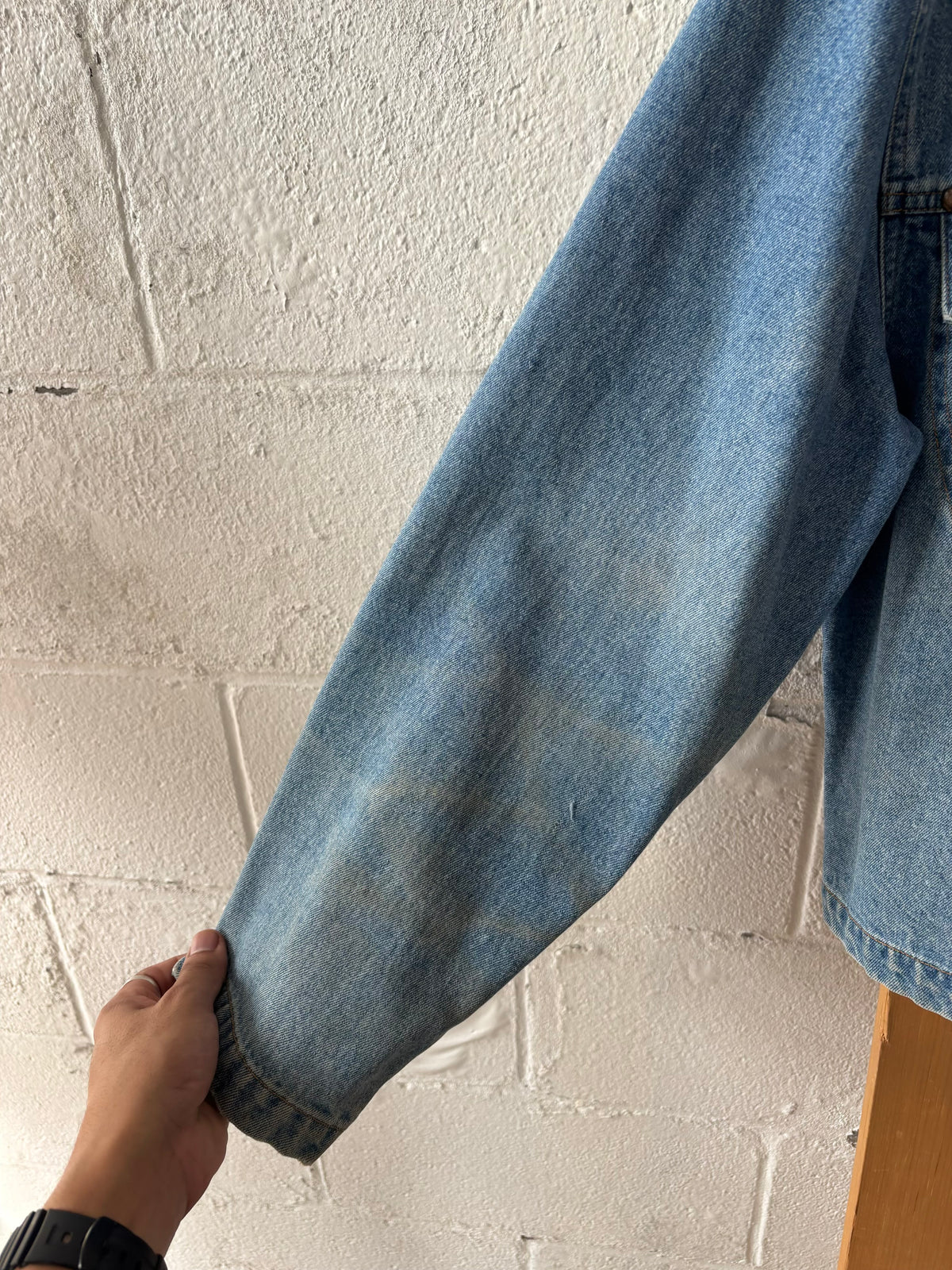 Vtg Embroidered Floral Denim Jacket : L (As Is)