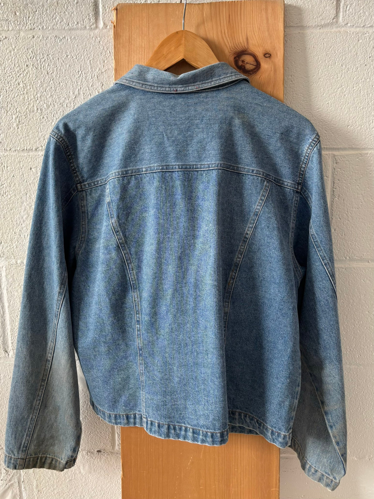 Vtg Embroidered Floral Denim Jacket : L (As Is)