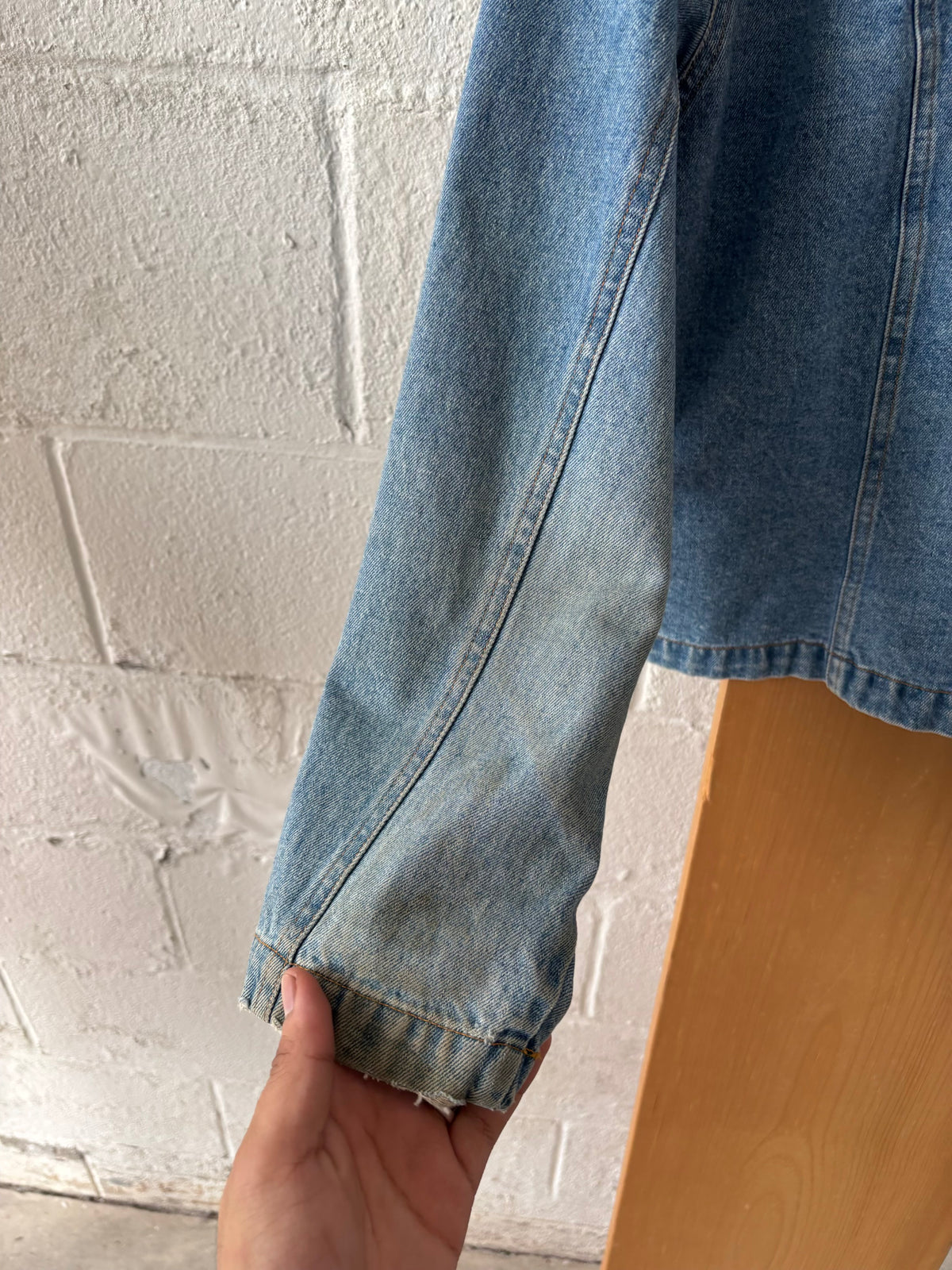 Vtg Embroidered Floral Denim Jacket : L (As Is)