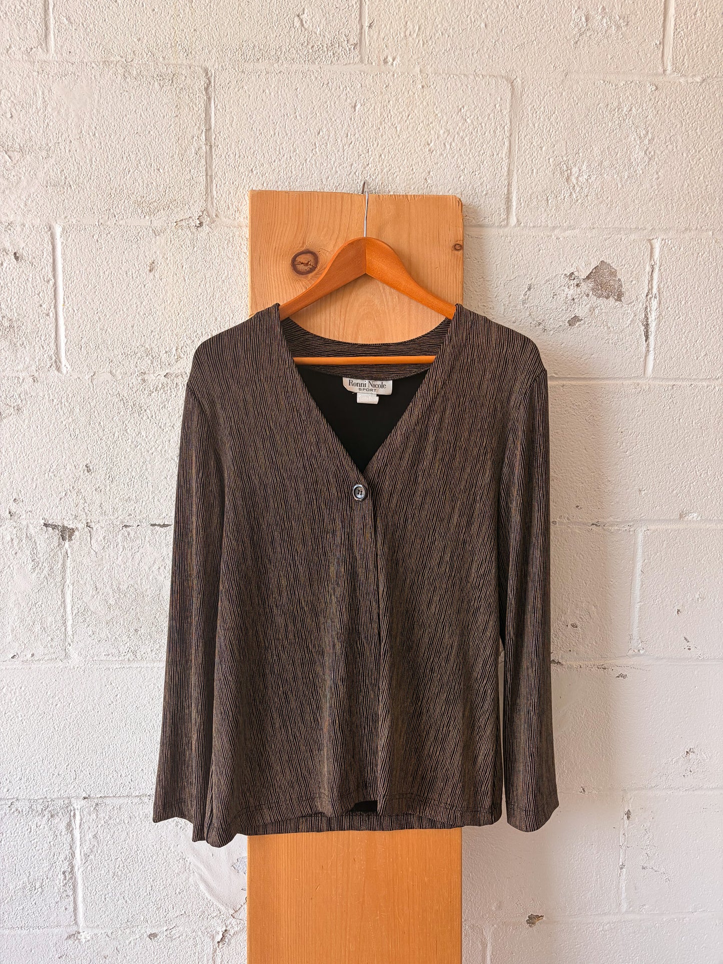 Two Tone Brown Patterned Cardigan : L