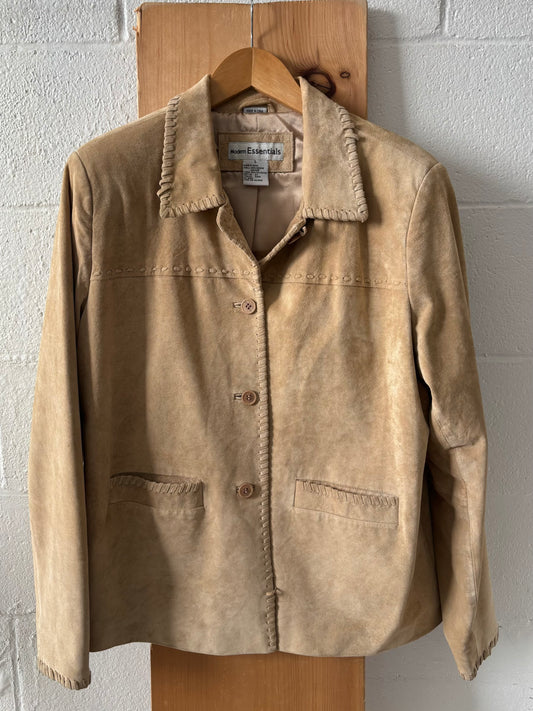 Vtg Tan Suede Leather Jacket : L