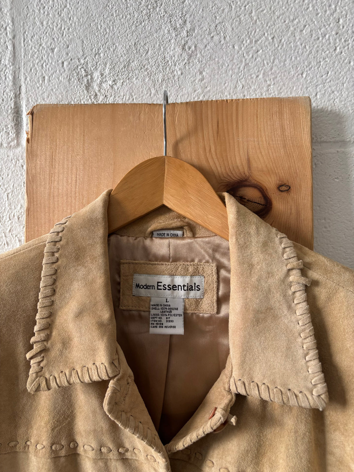 Vtg Tan Suede Leather Jacket : L