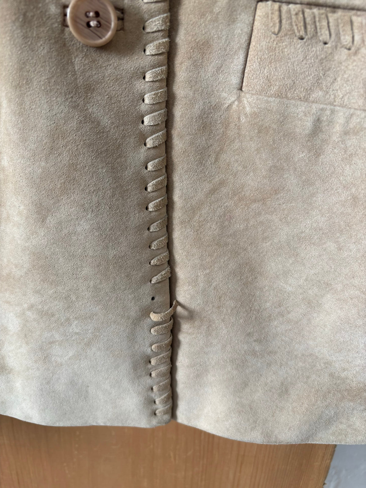 Vtg Tan Suede Leather Jacket : L