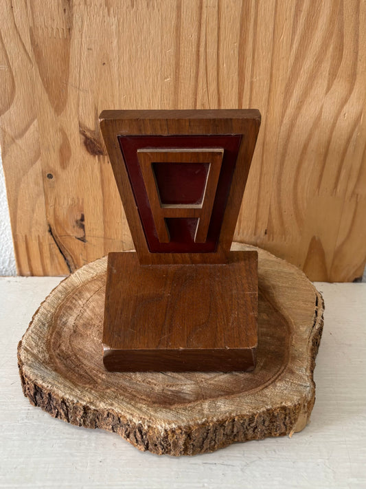 Vtg Wooden ‘A’ Bookend
