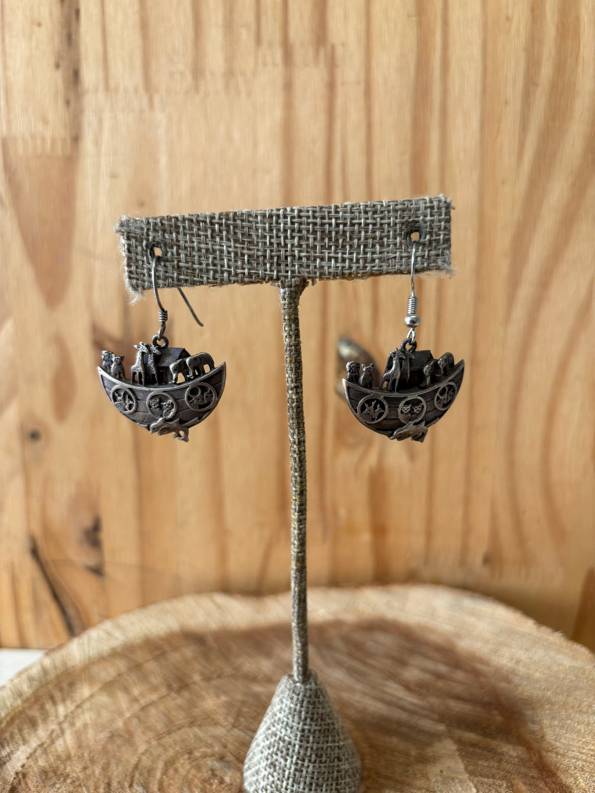 Vtg Sterling Silver Noah’s Ark Earrings