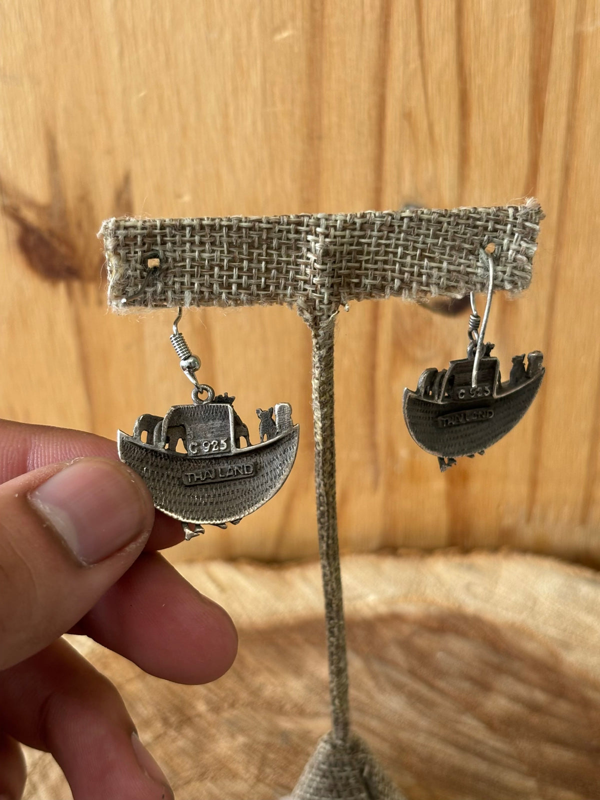 Vtg Sterling Silver Noah’s Ark Earrings