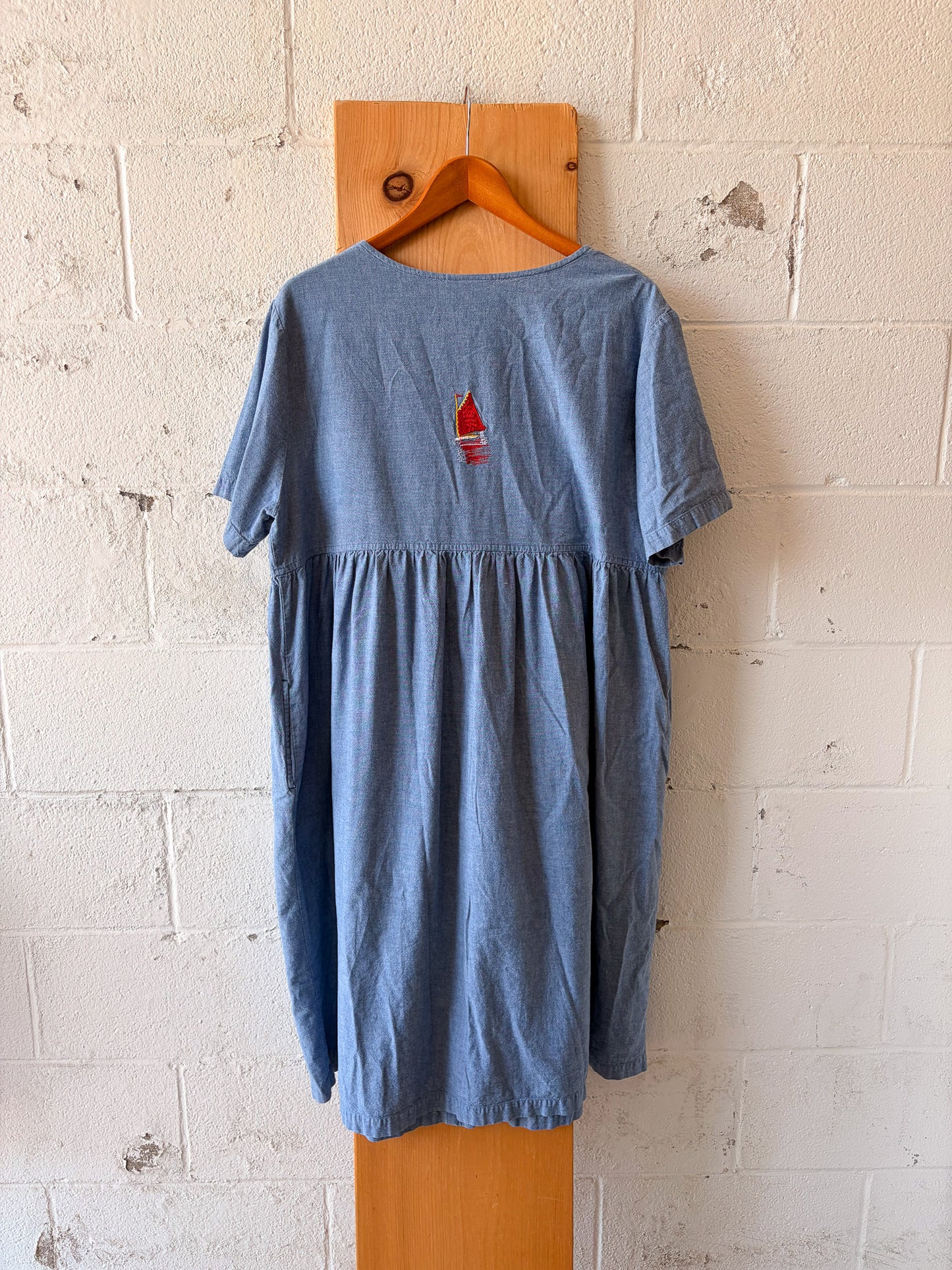 Sailboat Embroidered House Dress : XL