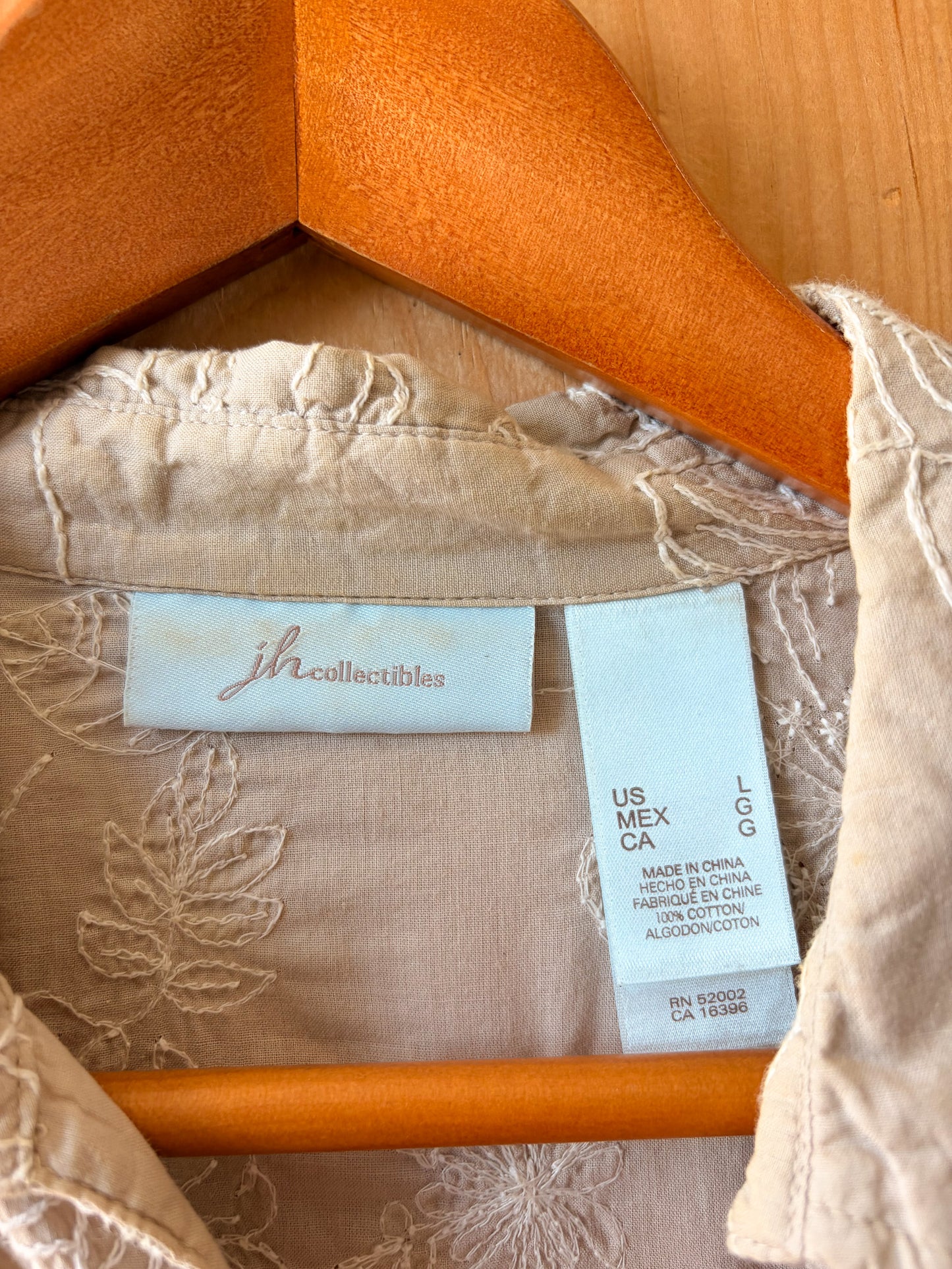 Floral Embroidered Khaki Top : L