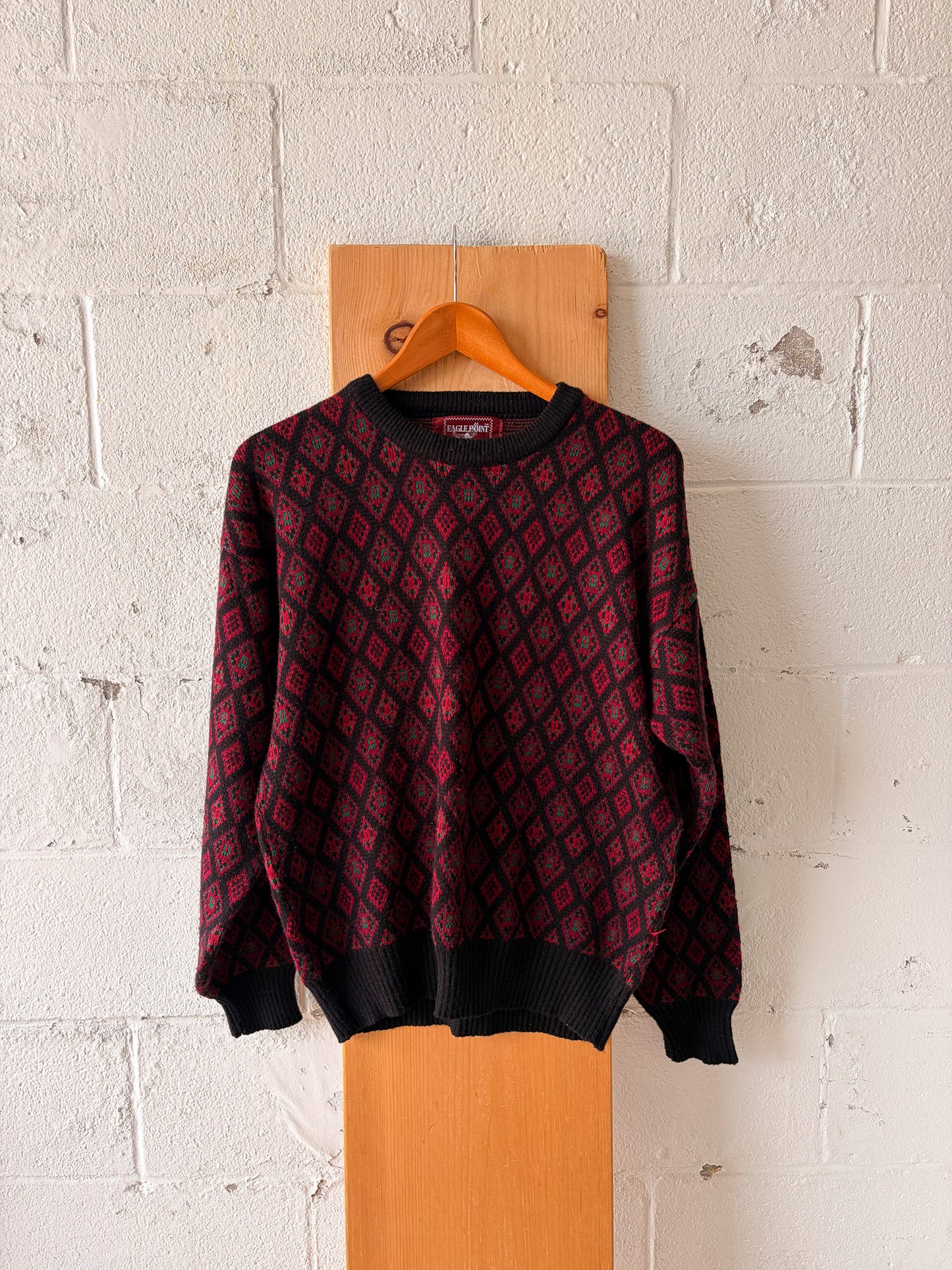 Vtg Patterned Red Sweater : L