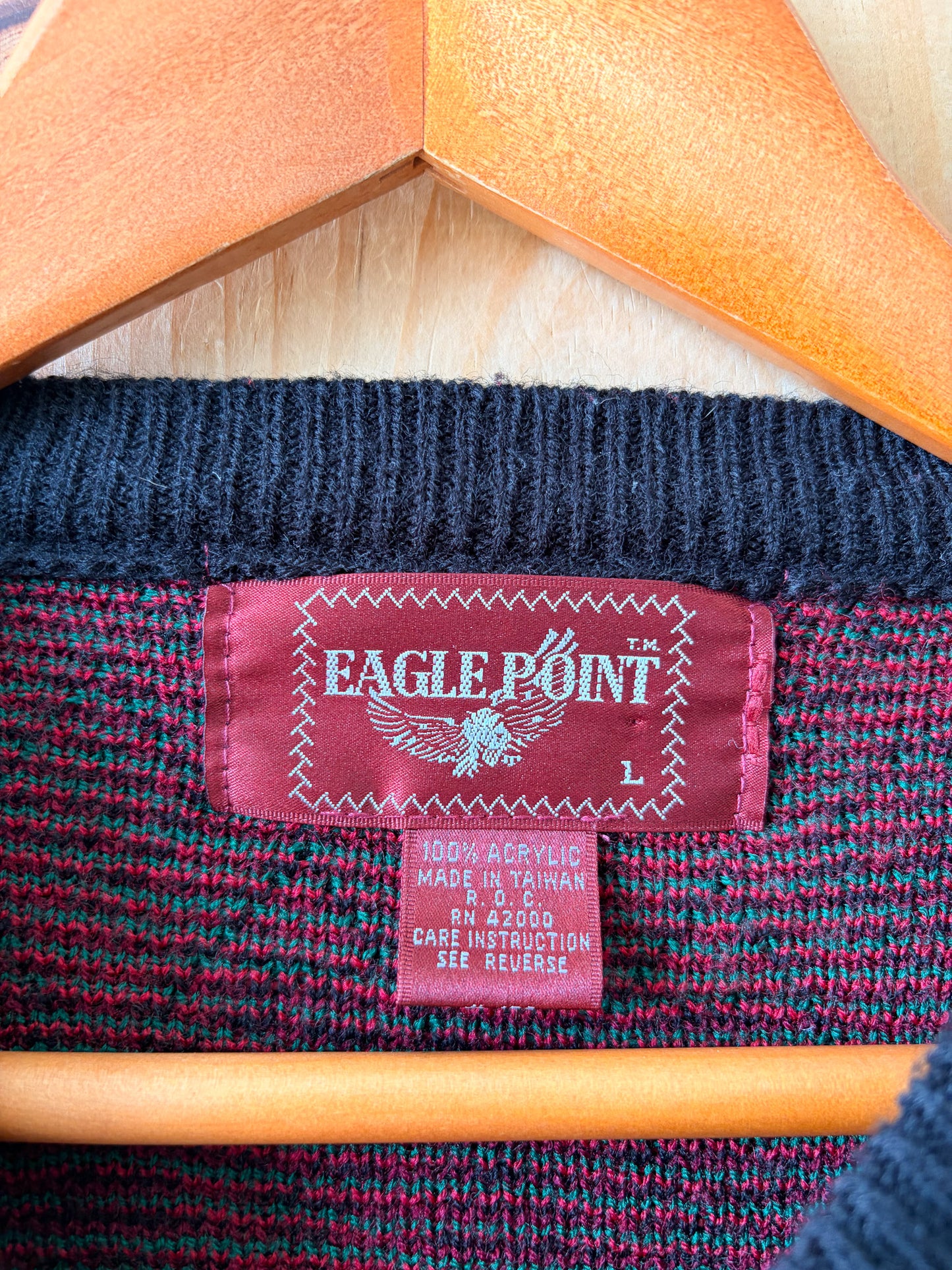 Vtg Patterned Red Sweater : L