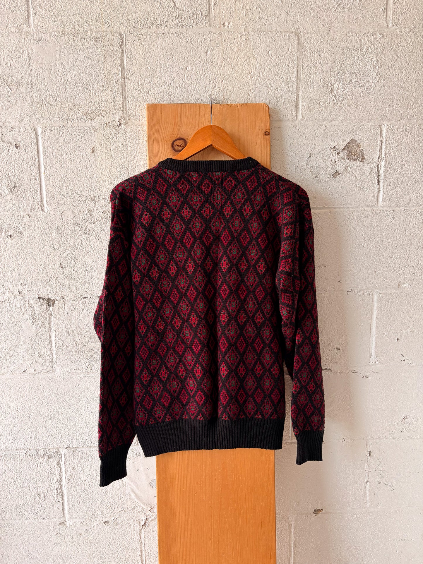 Vtg Patterned Red Sweater : L