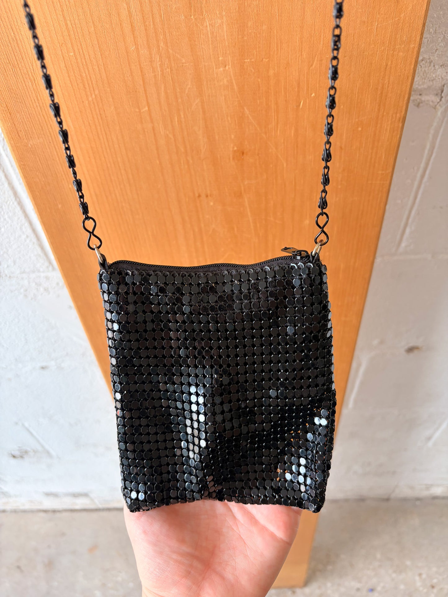 Black Metallic Mesh Coin Purse
