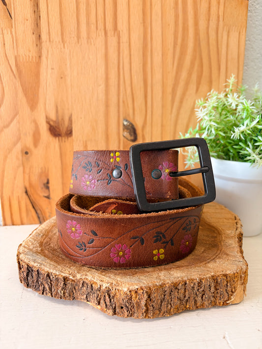 Floral Leather Belt : M