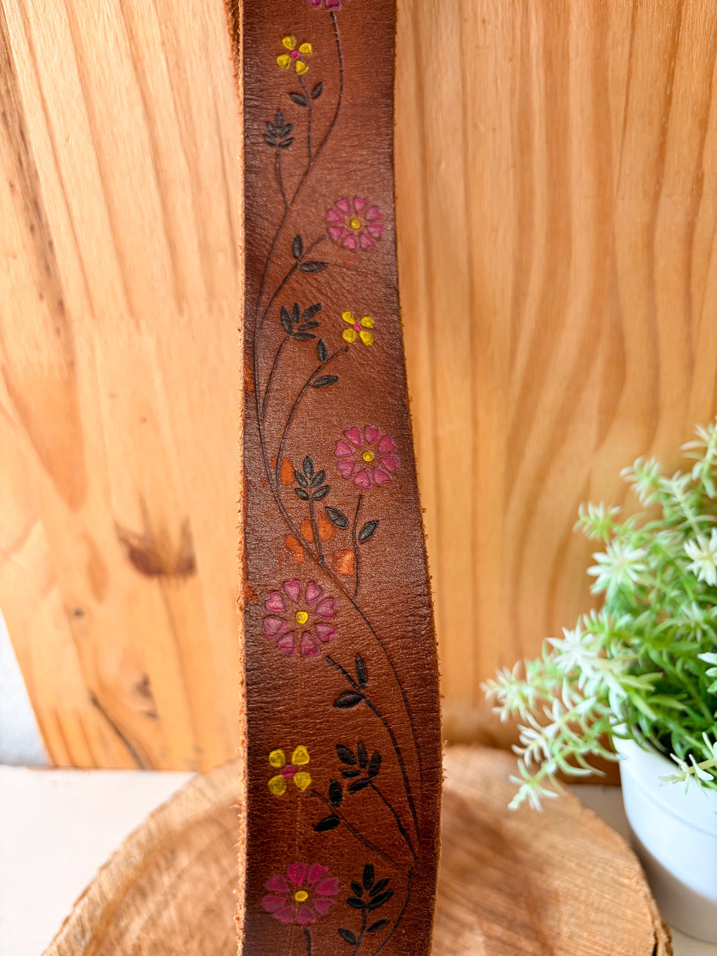 Floral Leather Belt : M