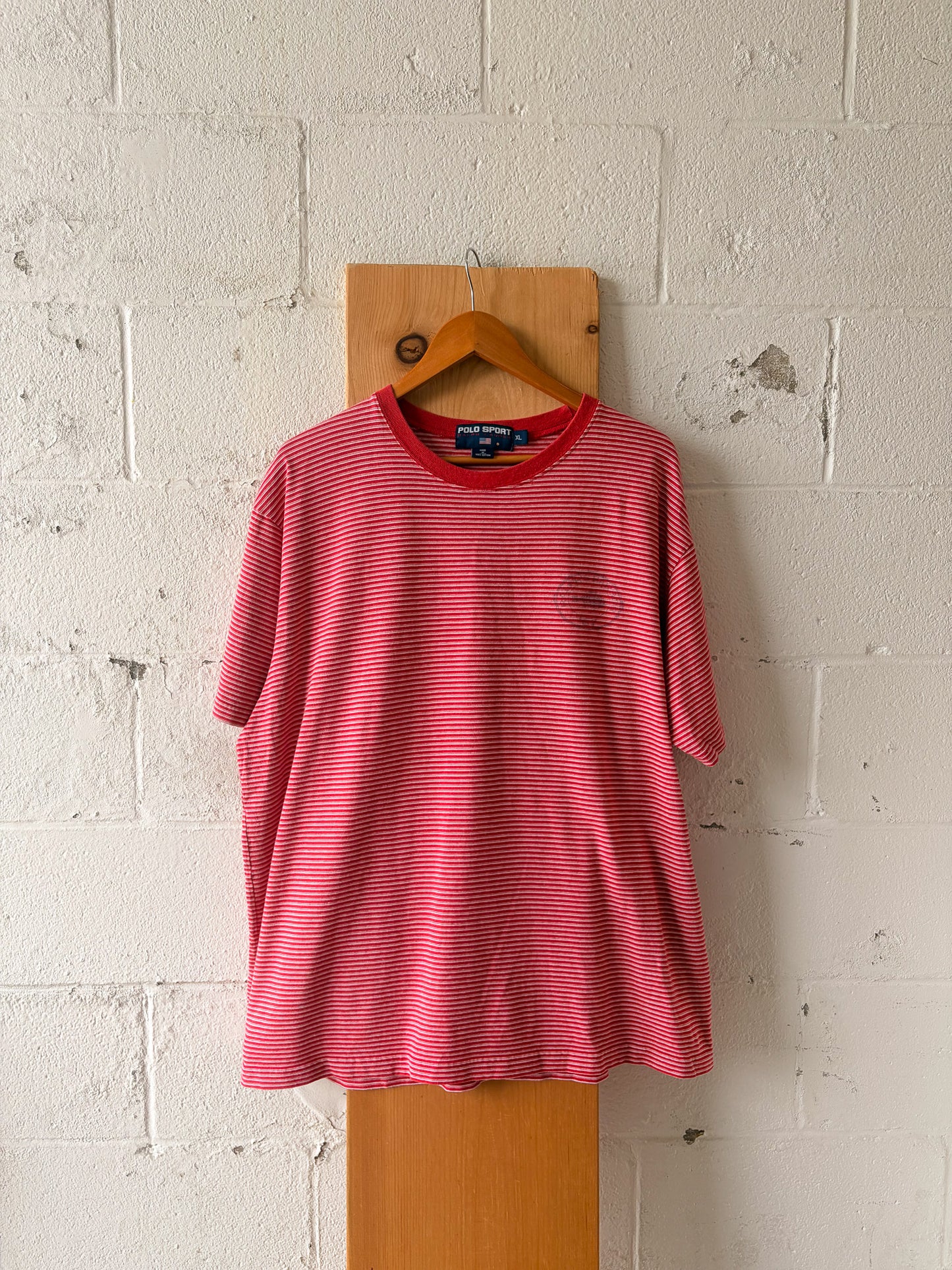 Striped Red Polo Sport Tee : XL