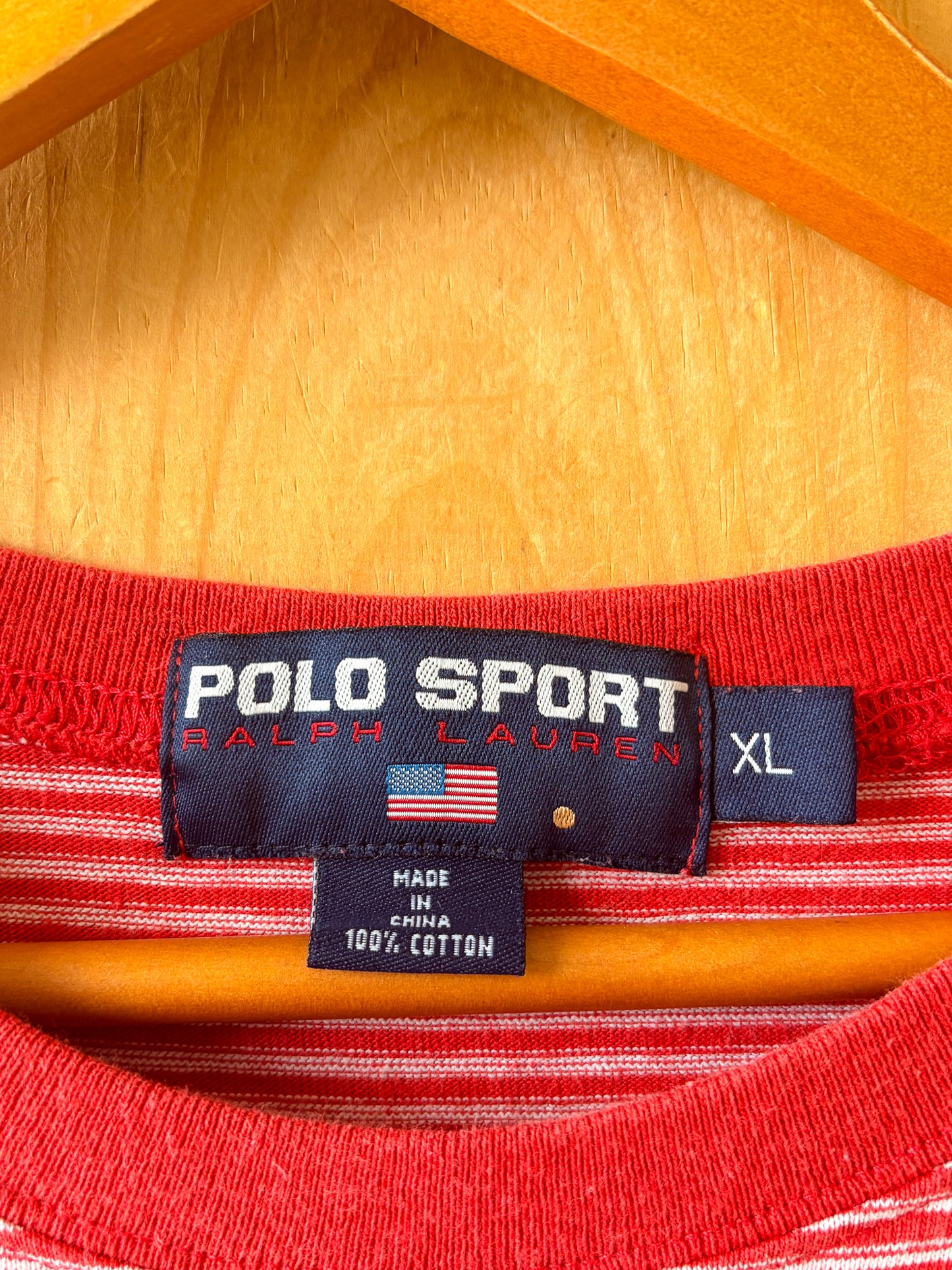 Striped Red Polo Sport Tee : XL