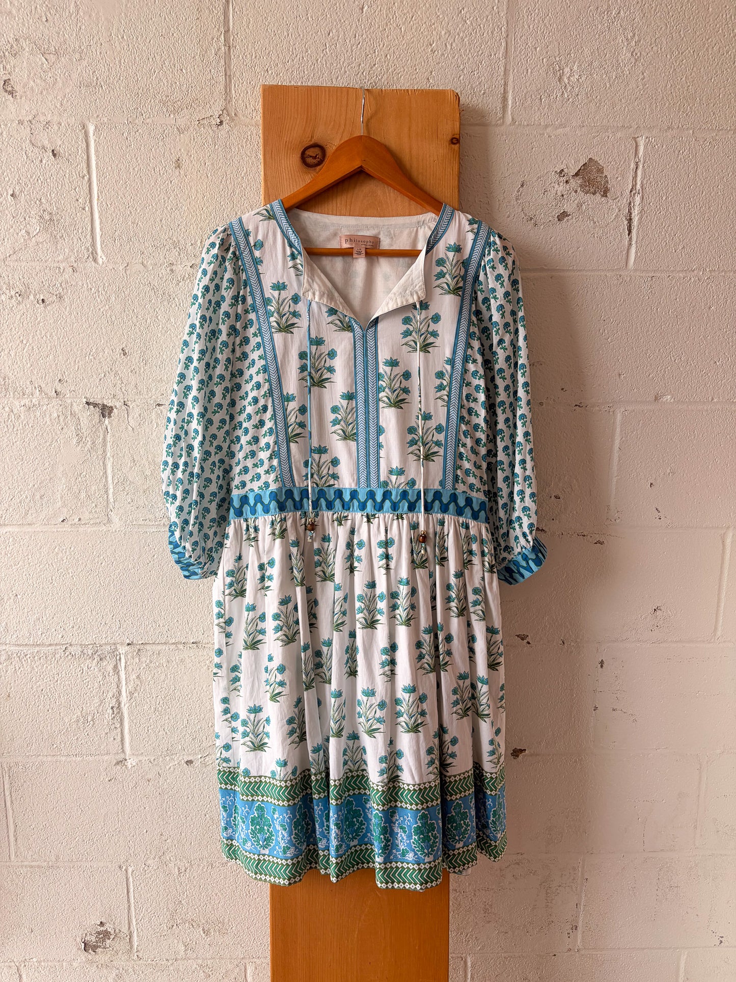 Blue Boho Floral Dress : L